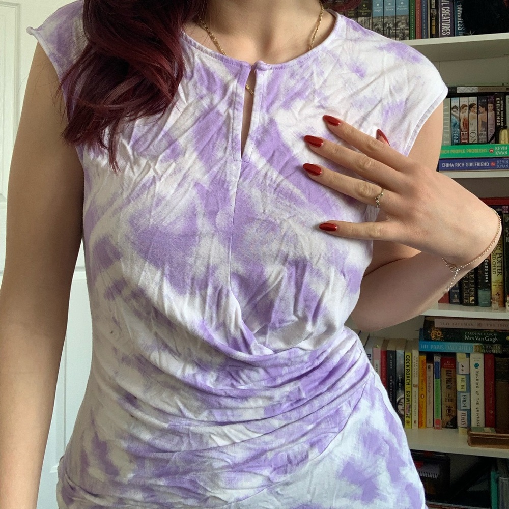 Calvin Klein Purple Tie-Dye Ruched Top